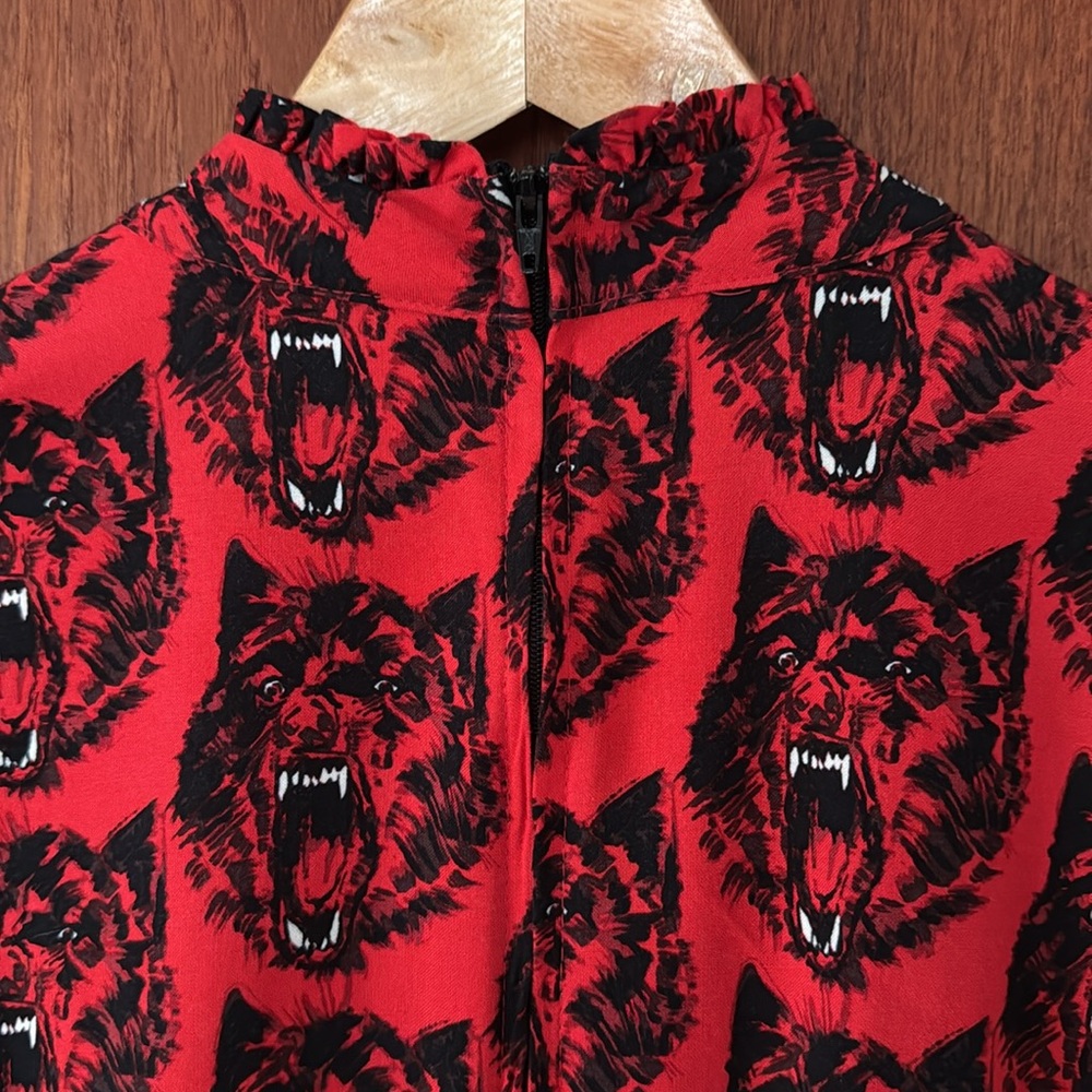 Nooworks Stevie Red and Black Wolverines Print Dress. Size Large. - Picture 8 of 10